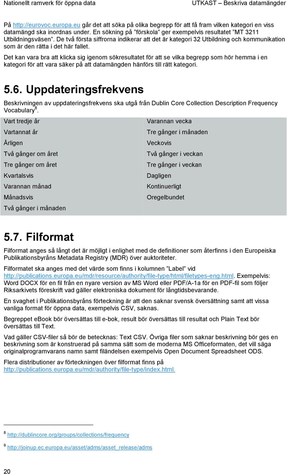 Det kan vara bra att klicka sig igenom sökresultatet för att se vilka begrepp som hör hemma i en kategori för att vara säker på att datamängden hänförs till rätt kategori. 5.6.