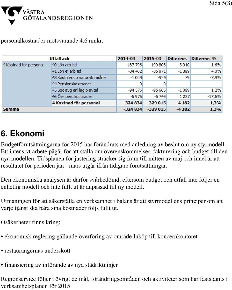 Tidsplanen för justering sträcker sig fram till mitten av maj och innebär att resultatet för perioden jan - mars utgår ifrån tidigare förutsättningar.