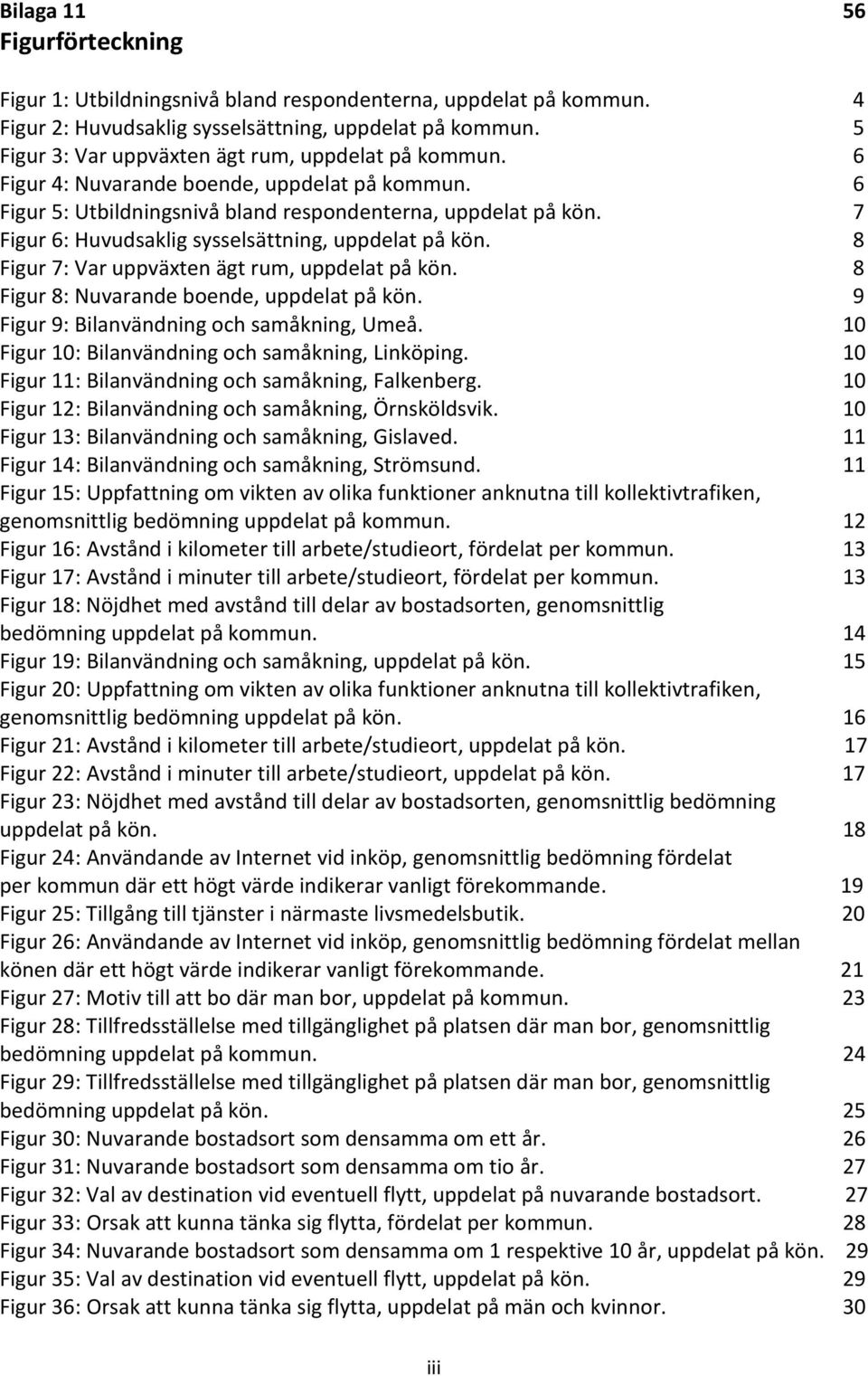 7 Figur 6: Huvudsaklig sysselsättning, uppdelat på kön. 8 Figur 7: Var uppväxten ägt rum, uppdelat på kön. 8 Figur 8: Nuvarande boende, uppdelat på kön. 9 Figur 9: Bilanvändning och samåkning, Umeå.