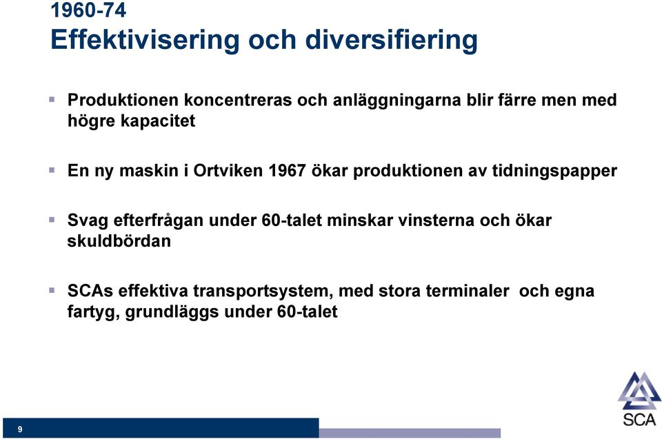 tidningspapper Svag efterfrågan under 60-talet minskar vinsterna och ökar skuldbördan