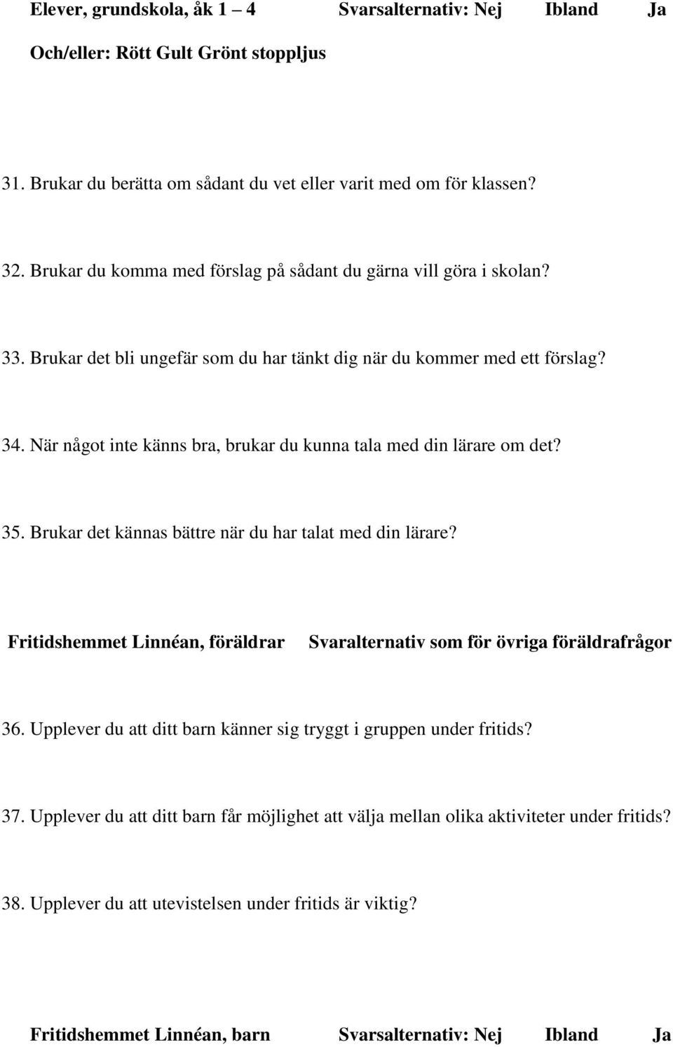 När något inte känns bra, brukar du kunna tala med din lärare om det? 35. Brukar det kännas bättre när du har talat med din lärare?