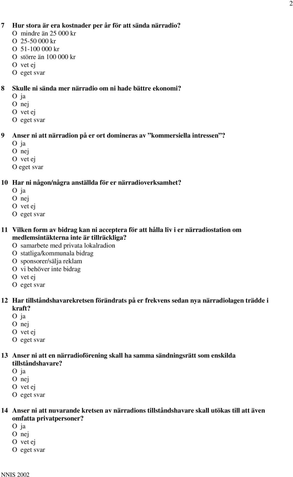 11 Vilken form av bidrag kan ni acceptera för att hålla liv i er närradiostation om medlemsintäkterna inte är tillräckliga?