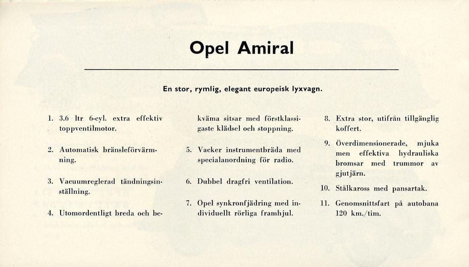 Vacker instrumentbräda med specialanordning för radio. 9.