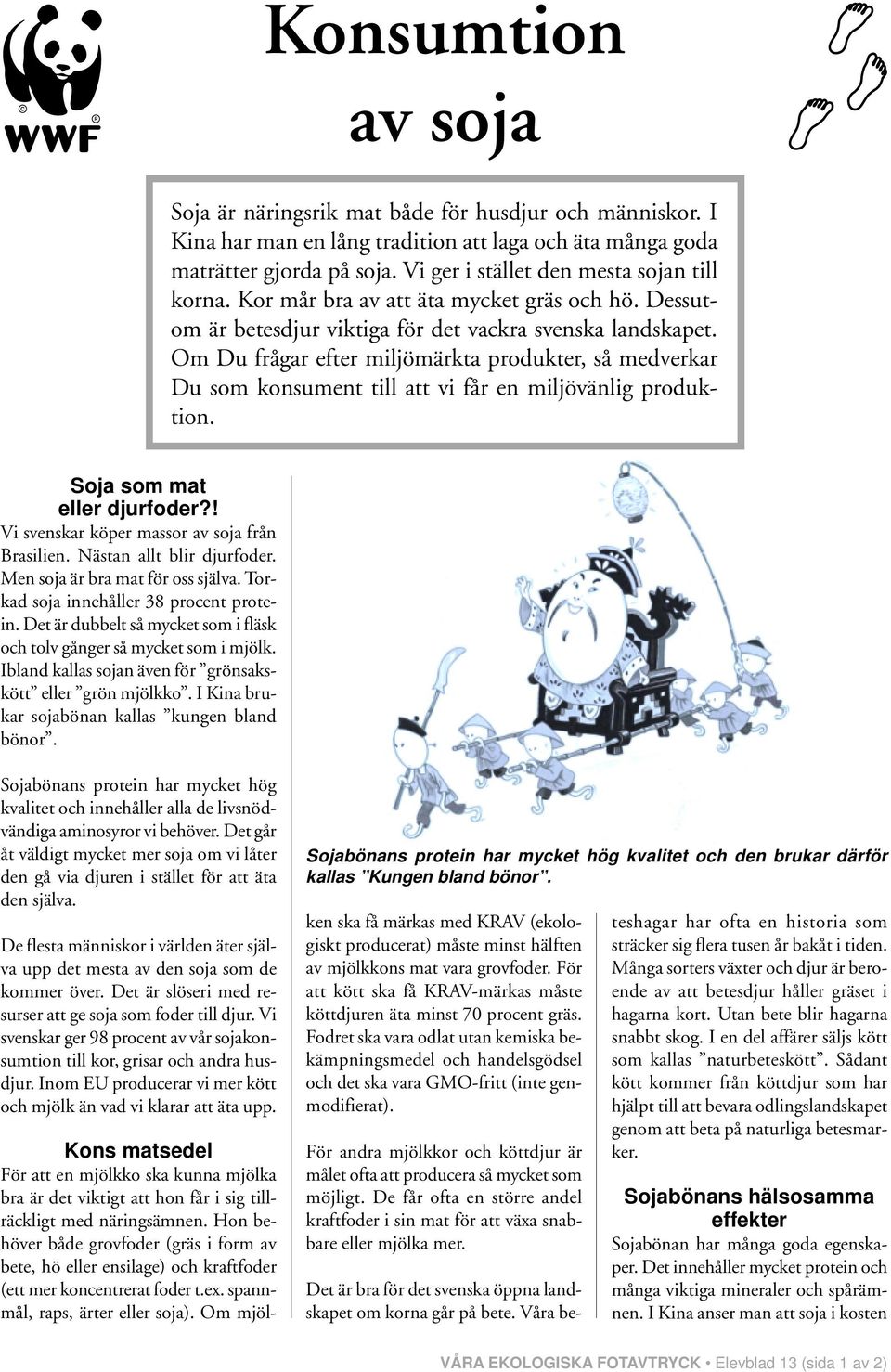 Om Du frågar efter miljömärkta produkter, så medverkar Du som konsument till att vi får en miljövänlig produktion. Soja som mat eller djurfoder?! Vi svenskar köper massor av soja från Brasilien.