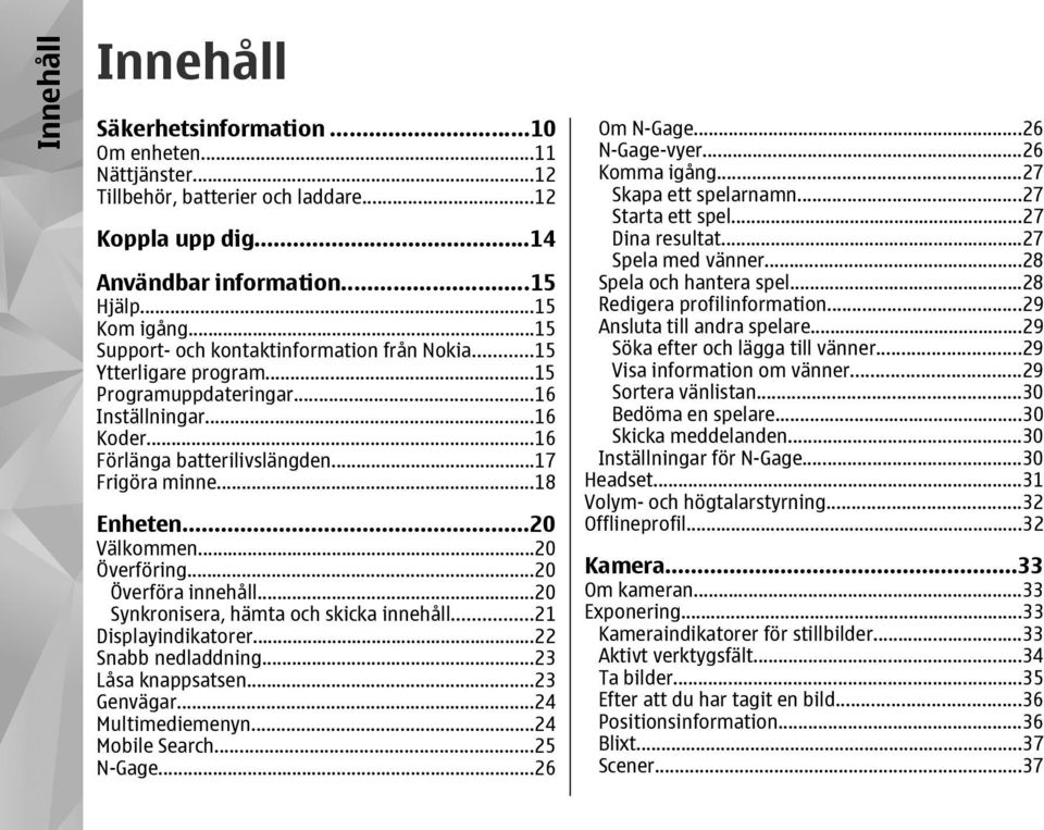 ..20 Välkommen...20 Överföring...20 Överföra innehåll...20 Synkronisera, hämta och skicka innehåll...21 Displayindikatorer...22 Snabb nedladdning...23 Låsa knappsatsen...23 Genvägar.