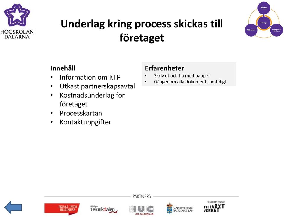 Kostnadsunderlag för företaget Processkartan