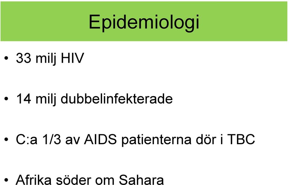1/3 av AIDS patienterna dör
