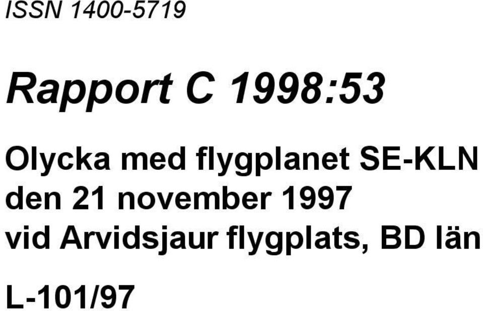 SE-KLN den 21 november 1997