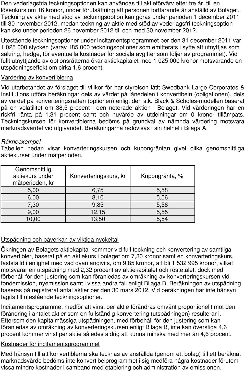 26 november 2012 till och med 30 november 2012.