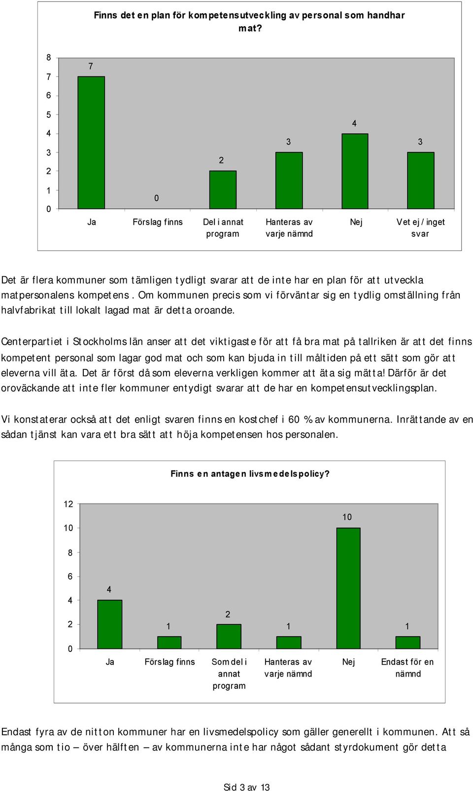 kompetens. Om kommunen precis som vi förväntar sig en tydlig omställning från halvfabrikat till lokalt lagad mat är detta oroande.