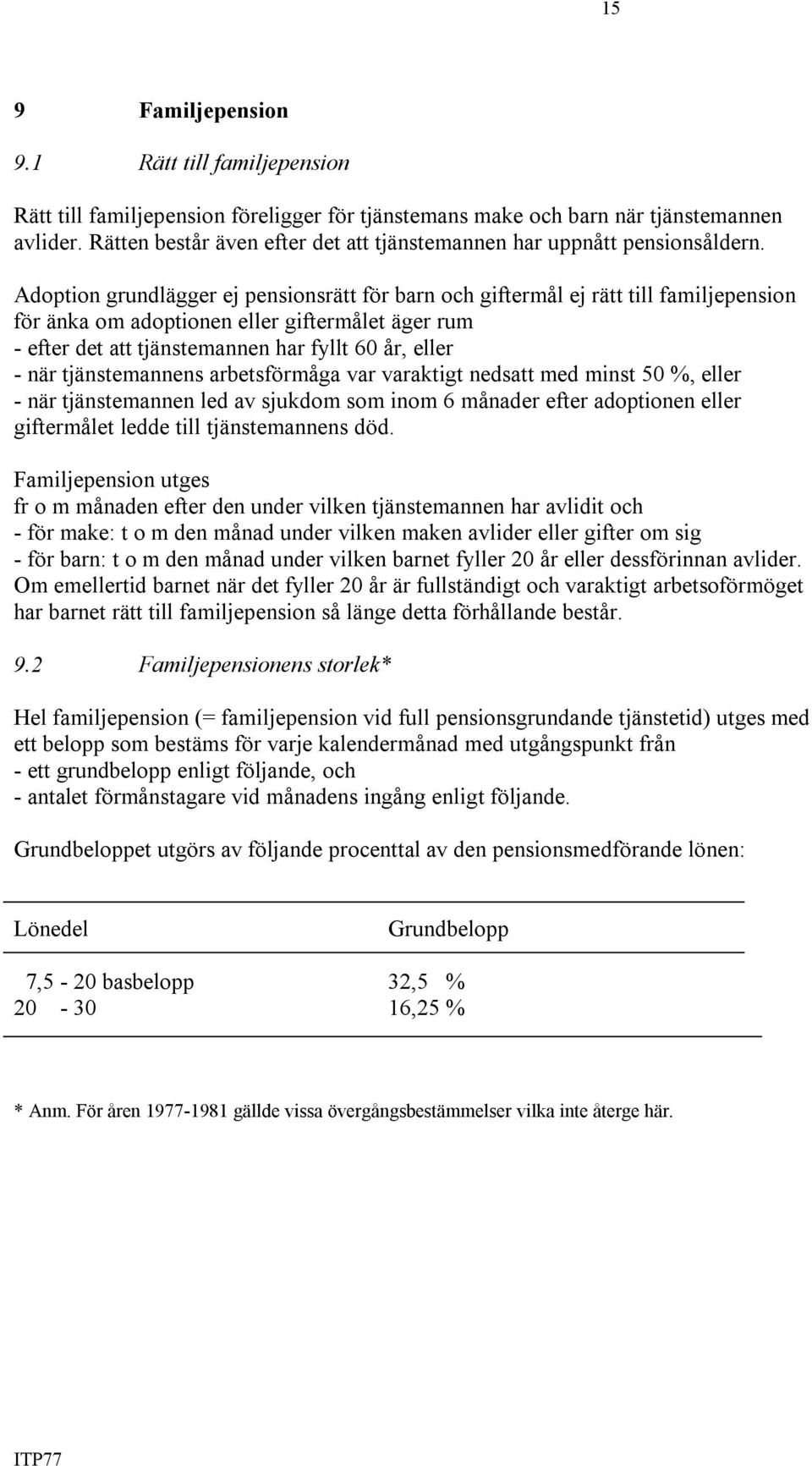 Adoption grundlägger ej pensionsrätt för barn och giftermål ej rätt till familjepension för änka om adoptionen eller giftermålet äger rum - efter det att tjänstemannen har fyllt 60 år, eller - när