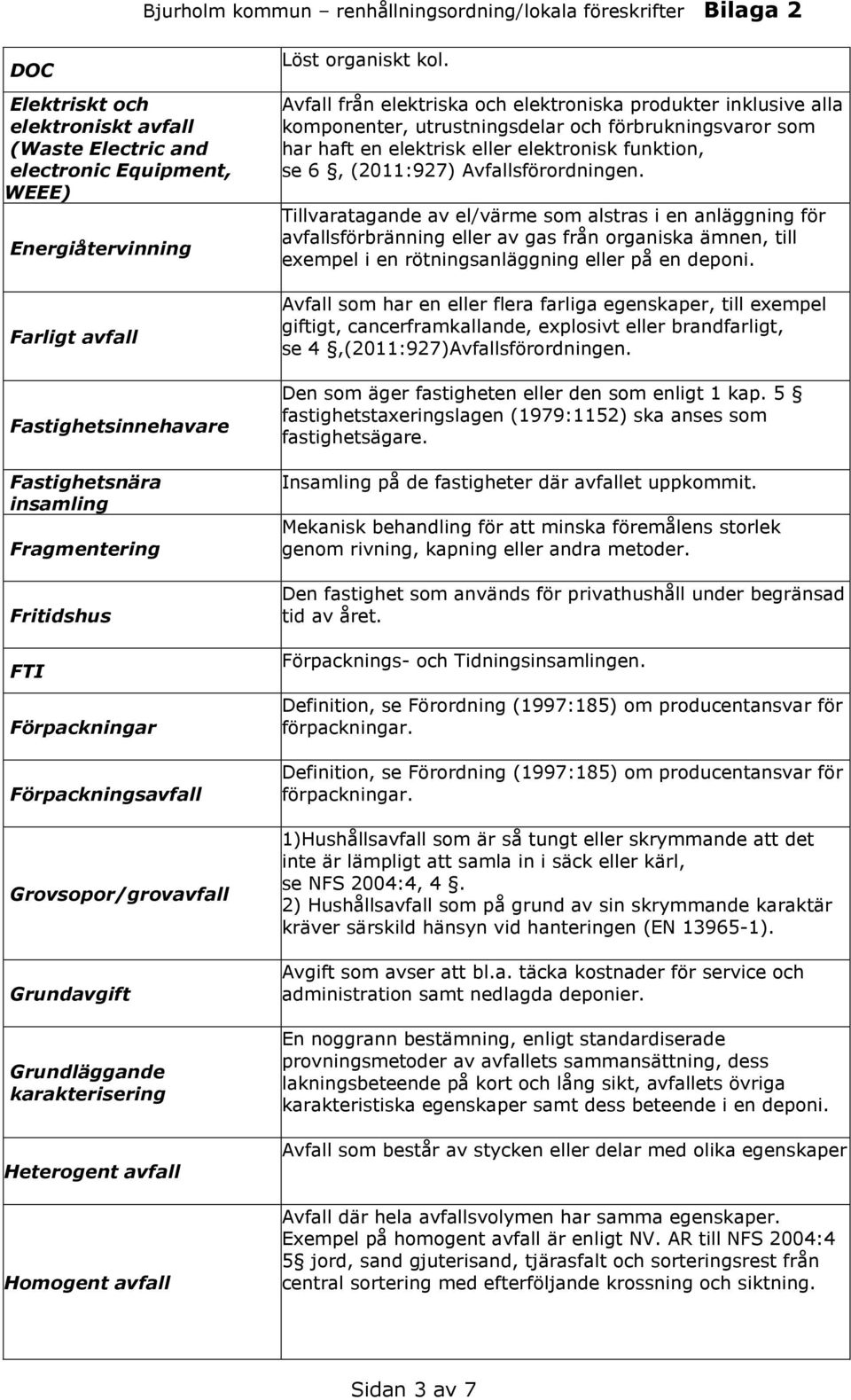 Avfall från elektriska och elektroniska produkter inklusive alla komponenter, utrustningsdelar och förbrukningsvaror som har haft en elektrisk eller elektronisk funktion, se 6, (2011:927)