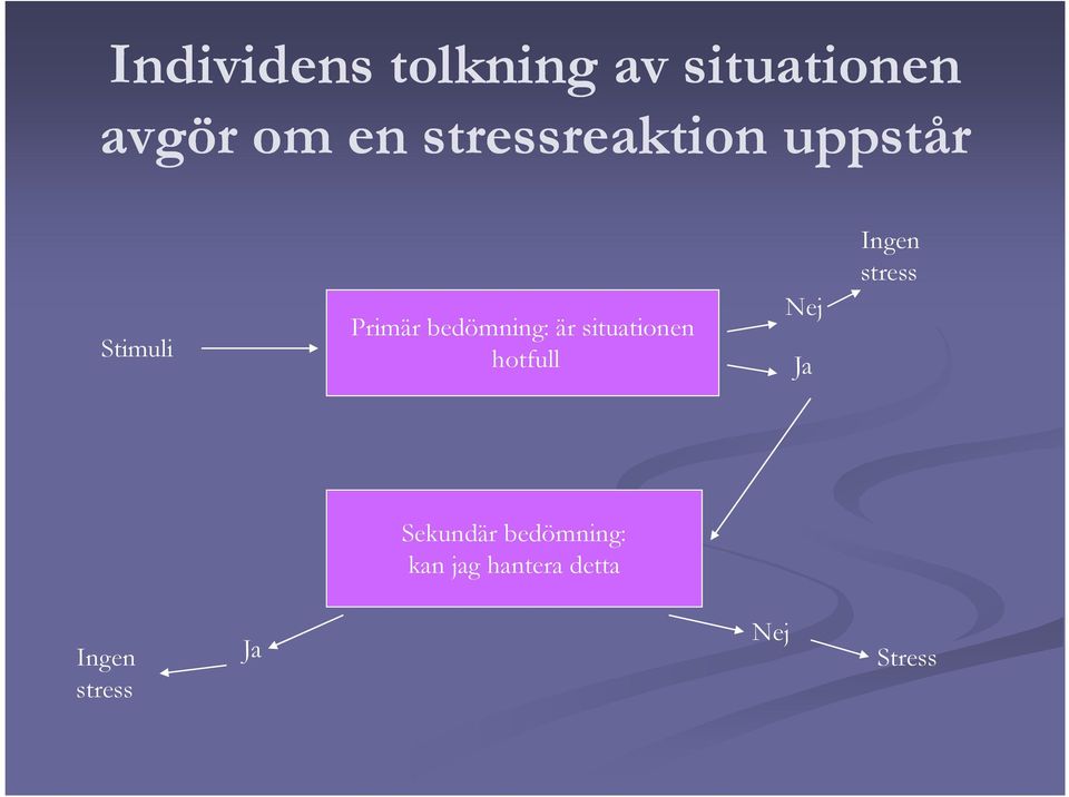 situationen hotfull Nej Ja Ingen stress Sekundär