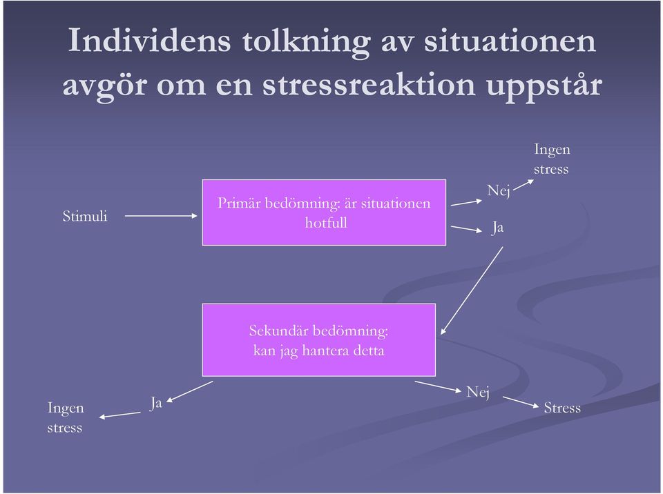 situationen hotfull Nej Ja Ingen stress Sekundär