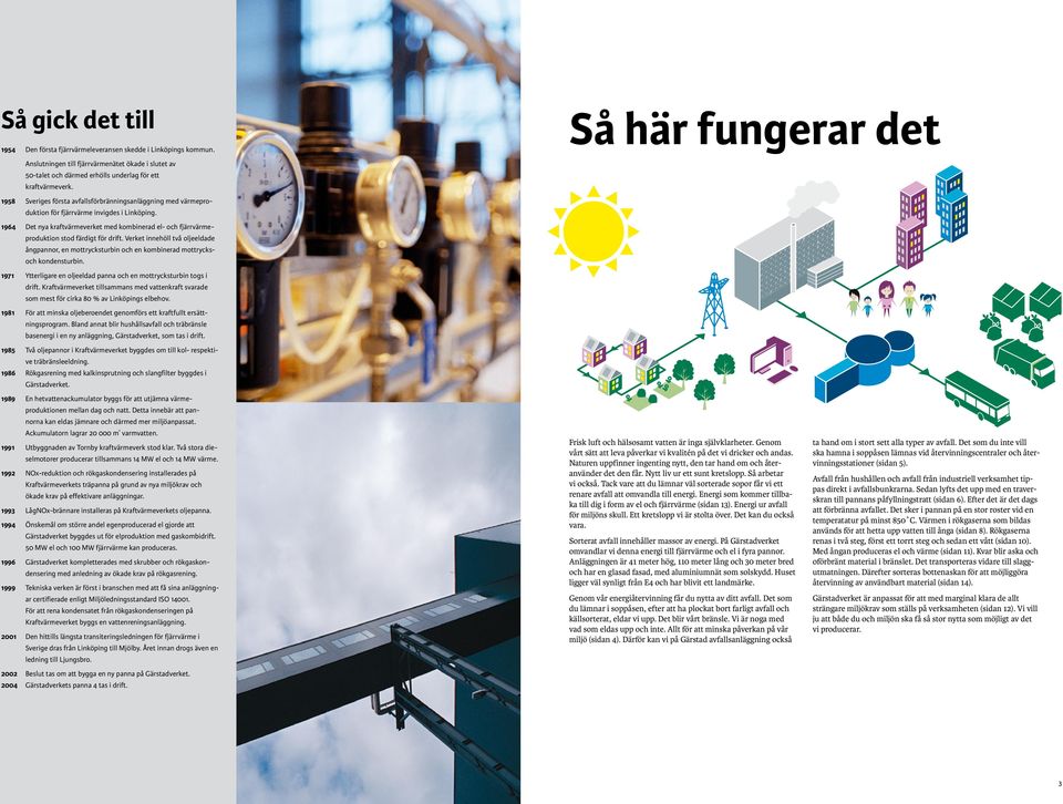 1958 Sveriges första avfallsförbränningsanläggning med värmeproduktion för fjärrvärme invigdes i Linköping.