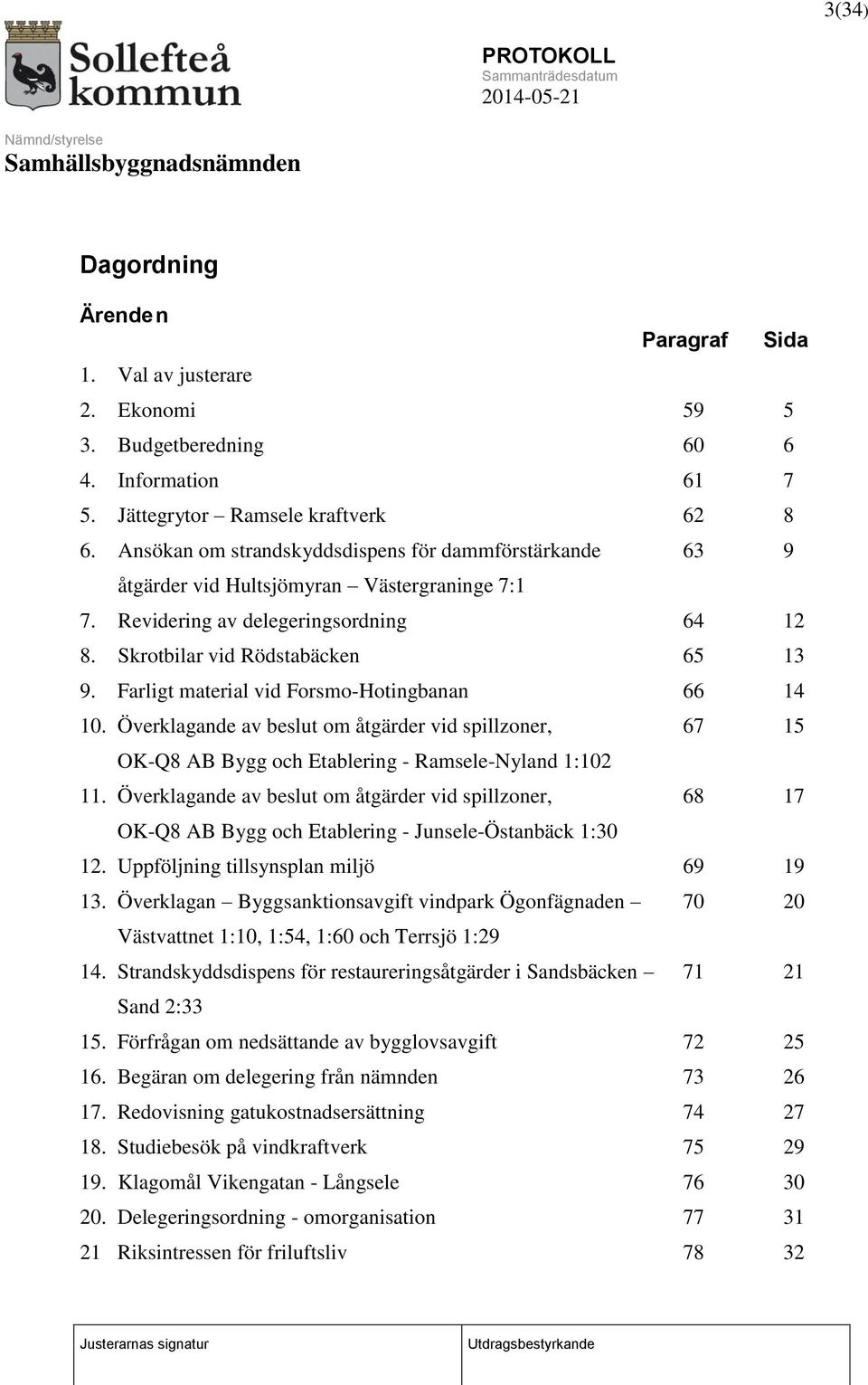 Farligt material vid Forsmo-Hotingbanan 66 14 10. Överklagande av beslut om åtgärder vid spillzoner, 67 15 OK-Q8 AB Bygg och Etablering - Ramsele-Nyland 1:102 11.