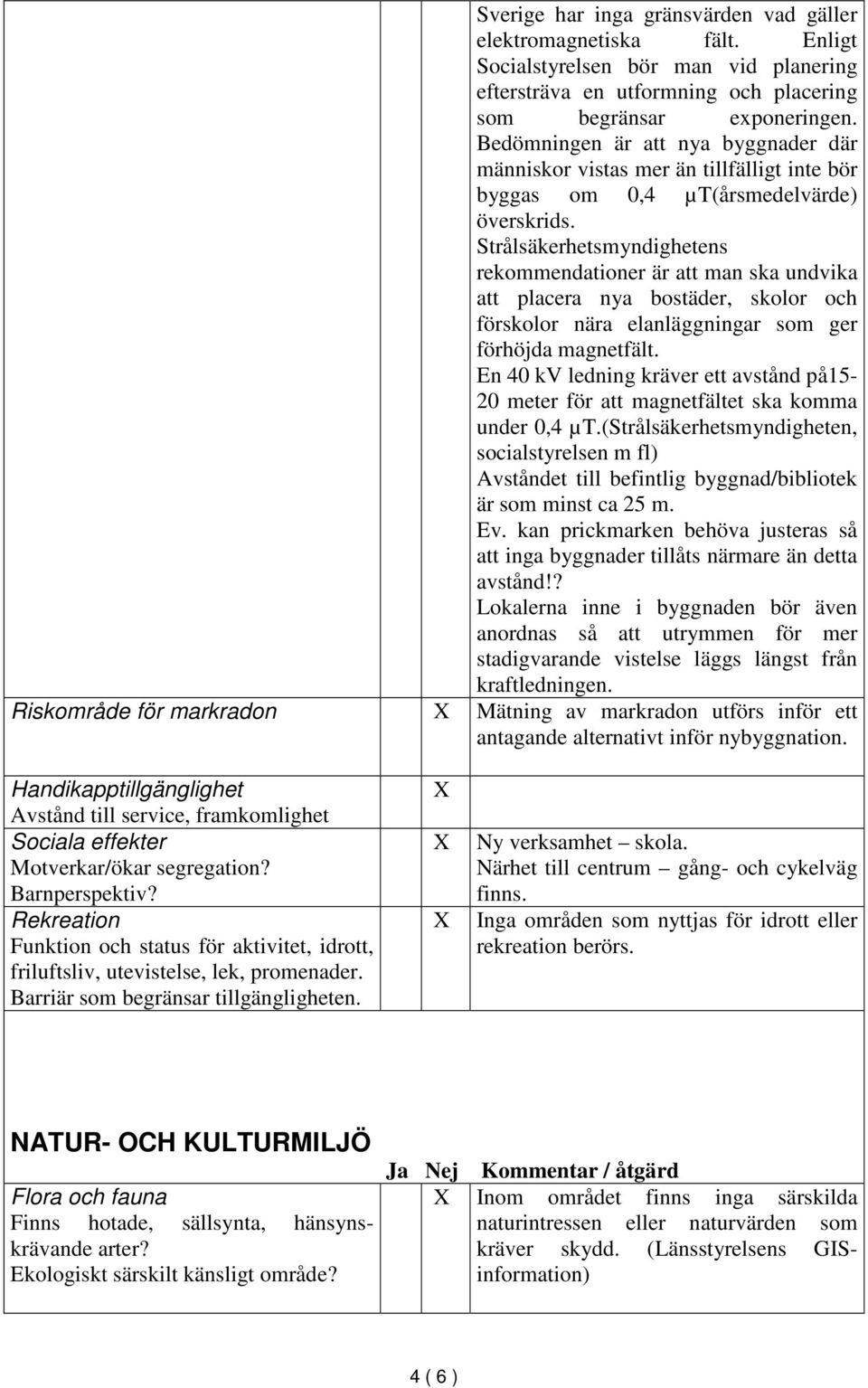 Strålsäkerhetsmyndighetens rekommendationer är att man ska undvika att placera nya bostäder, skolor och förskolor nära elanläggningar som ger förhöjda magnetfält.