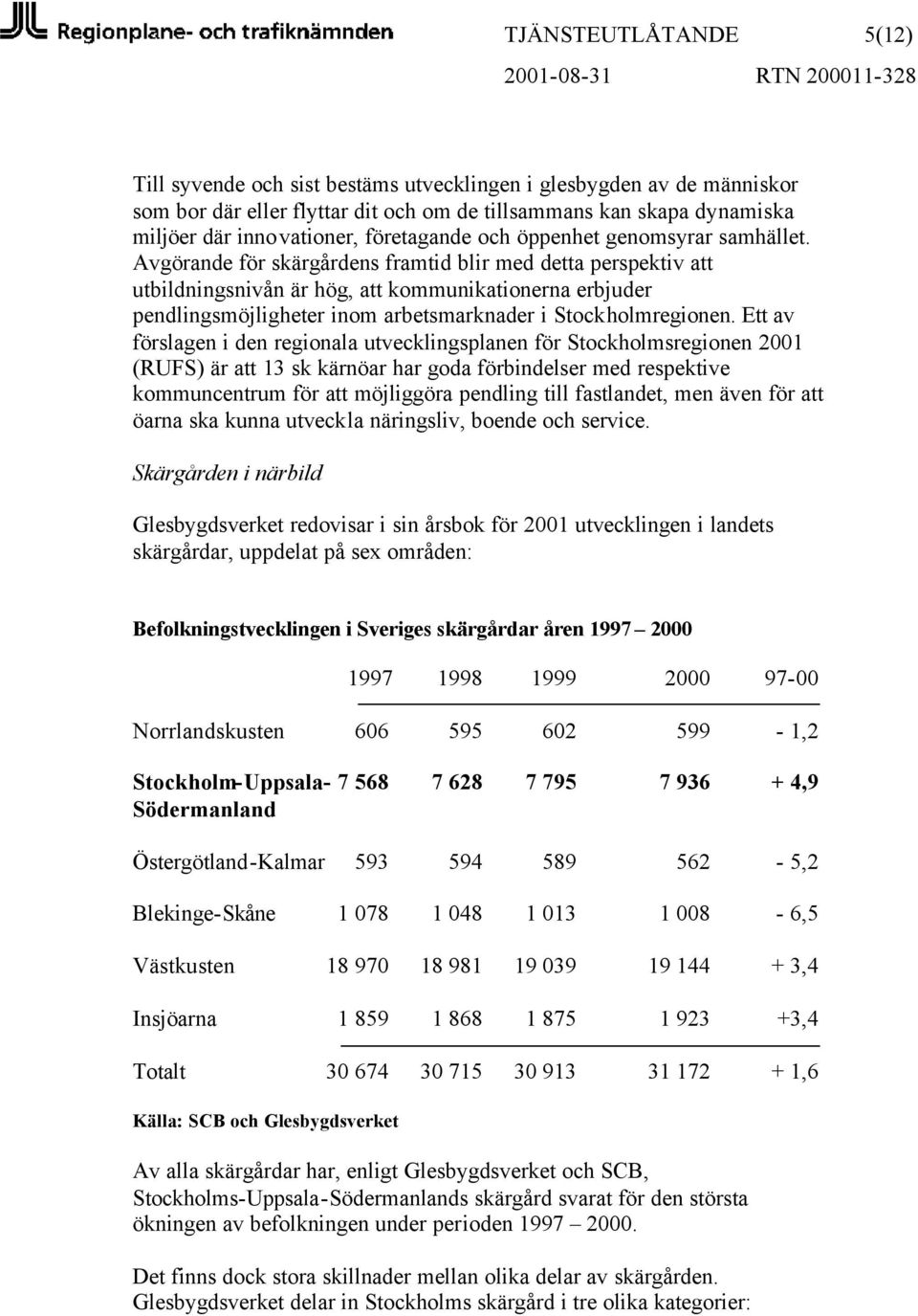 Avgörande för skärgårdens framtid blir med detta perspektiv att utbildningsnivån är hög, att kommunikationerna erbjuder pendlingsmöjligheter inom arbetsmarknader i Stockholmregionen.