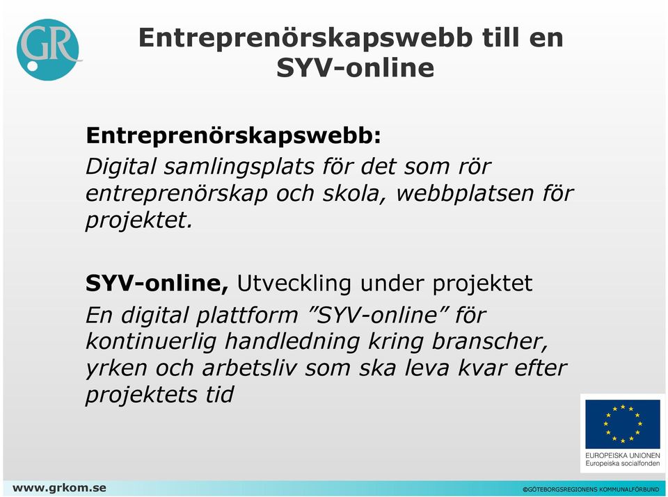 SYV-online, Utveckling under projektet En digital plattform SYV-online för kontinuerlig