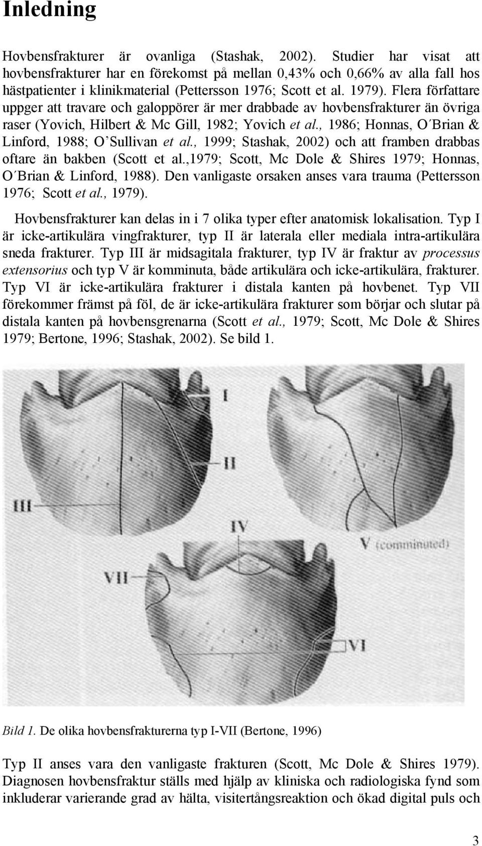 Flera författare uppger att travare och galoppörer är mer drabbade av hovbensfrakturer än övriga raser (Yovich, Hilbert & Mc Gill, 1982; Yovich et al.