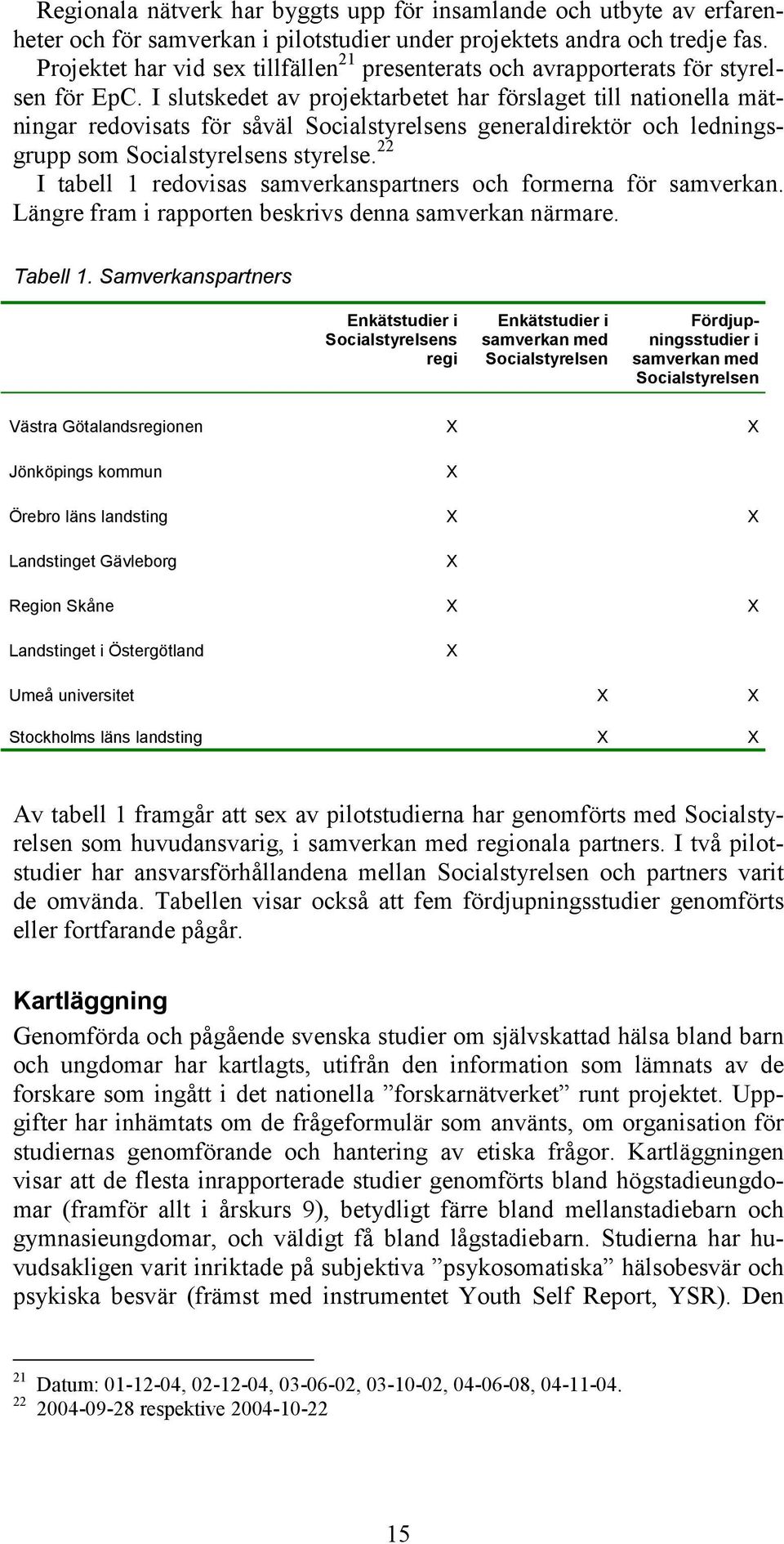 I slutskedet av projektarbetet har förslaget till nationella mätningar redovisats för såväl Socialstyrelsens generaldirektör och ledningsgrupp som Socialstyrelsens styrelse.