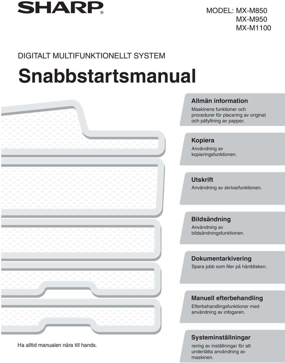 Bildsändning Användning av bildsändningsfunktionen. Dokumentarkivering Spara jobb som filer på hårddisken.