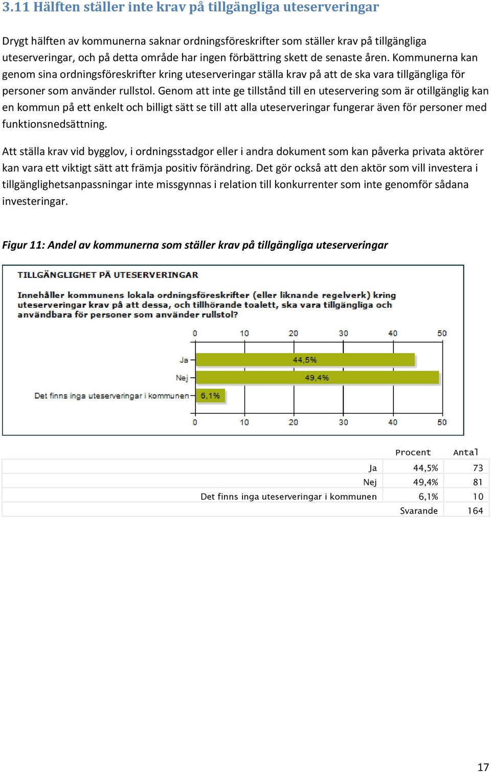 Genom att inte ge tillstånd till en uteservering som är otillgänglig kan en kommun på ett enkelt och billigt sätt se till att alla uteserveringar fungerar även för personer med funktionsnedsättning.