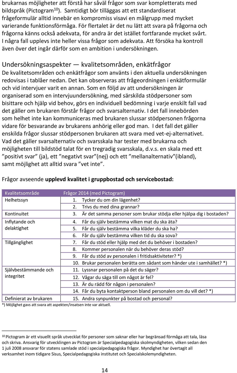 För flertalet är det nu lätt att svara på frågorna och frågorna känns också adekvata, för andra är det istället fortfarande mycket svårt. I några fall upplevs inte heller vissa frågor som adekvata.