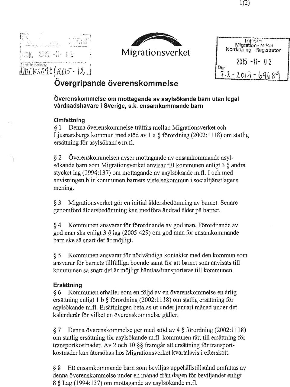 mmelse om mottagande av asylsöka