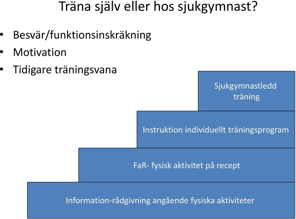 Sjukgymnastledd träning Instruktion individuellt