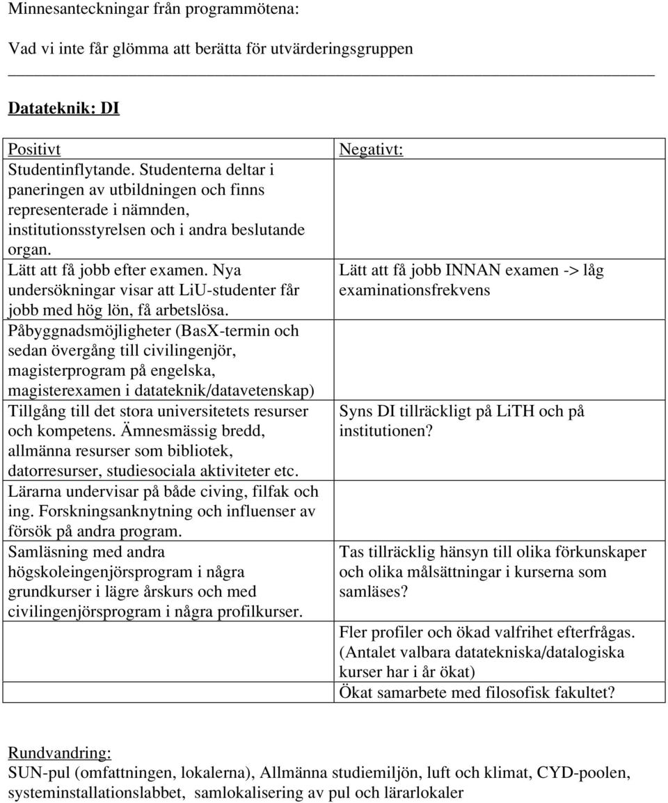 Påbyggnadsmöjligheter (BasX-termin och sedan övergång till civilingenjör, magisterprogram på engelska, magisterexamen i datateknik/datavetenskap) Tillgång till det stora universitetets resurser och