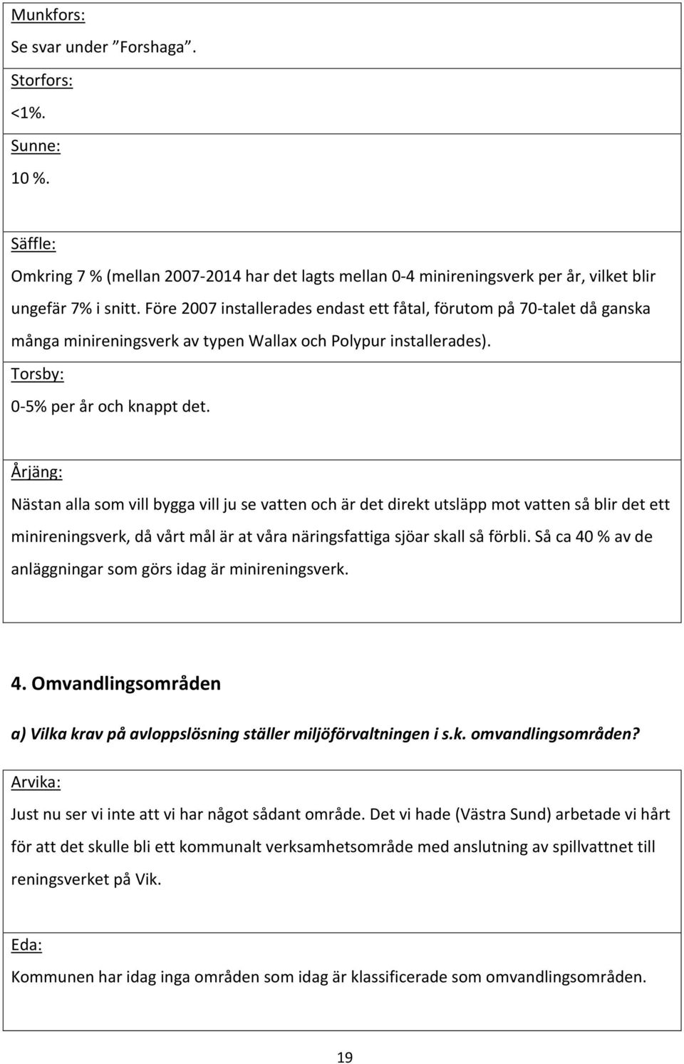 Nästan alla som vill bygga vill ju se vatten och är det direkt utsläpp mot vatten så blir det ett minireningsverk, då vårt mål är at våra näringsfattiga sjöar skall så förbli.