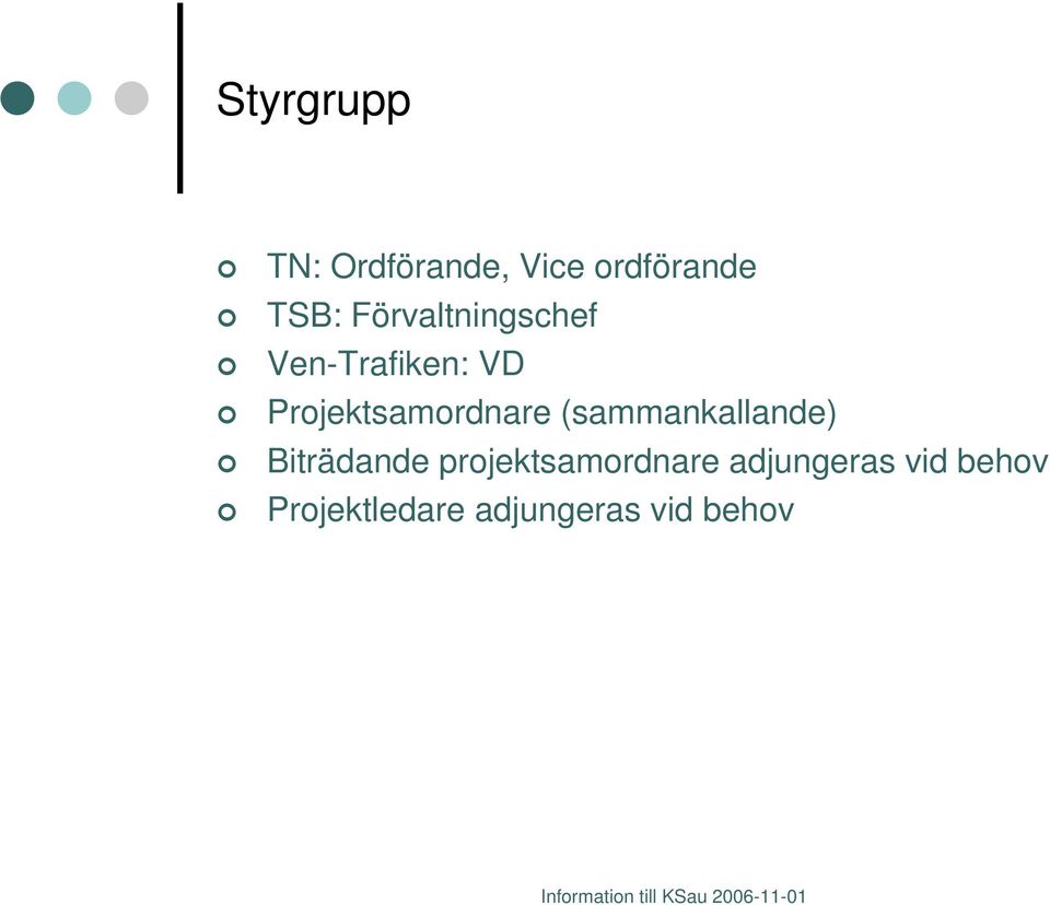 (sammankallande) Biträdande projektsamordnare adjungeras