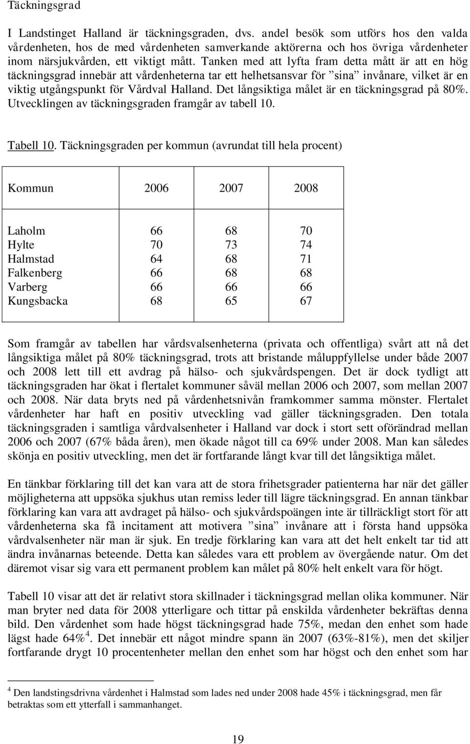 Tanken med att lyfta fram detta mått är att en hög täckningsgrad innebär att vårdenheterna tar ett helhetsansvar för sina invånare, vilket är en viktig utgångspunkt för Vårdval Halland.