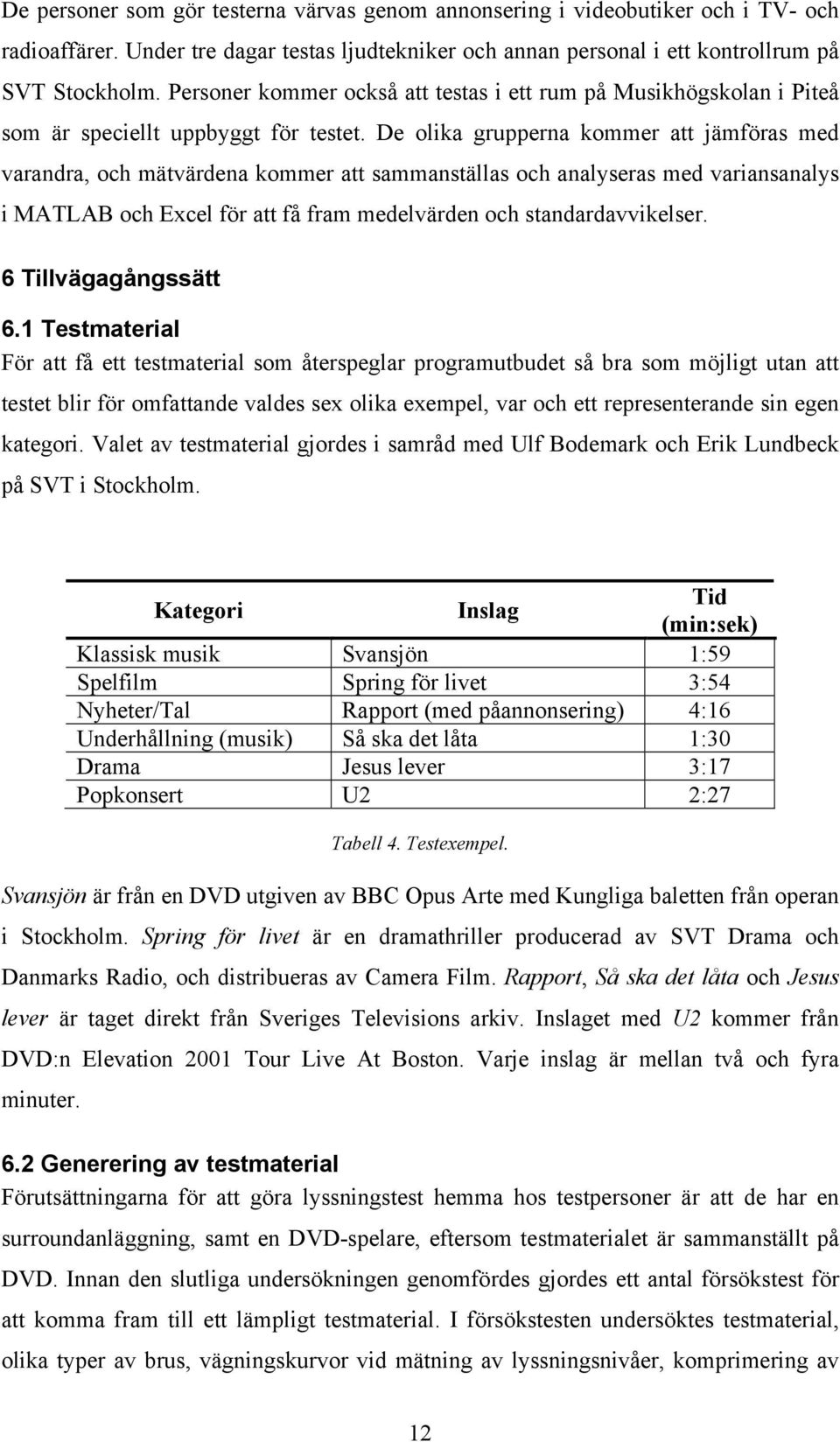 De olika grupperna kommer att jämföras med varandra, och mätvärdena kommer att sammanställas och analyseras med variansanalys i MATLAB och Excel för att få fram medelvärden och standardavvikelser.