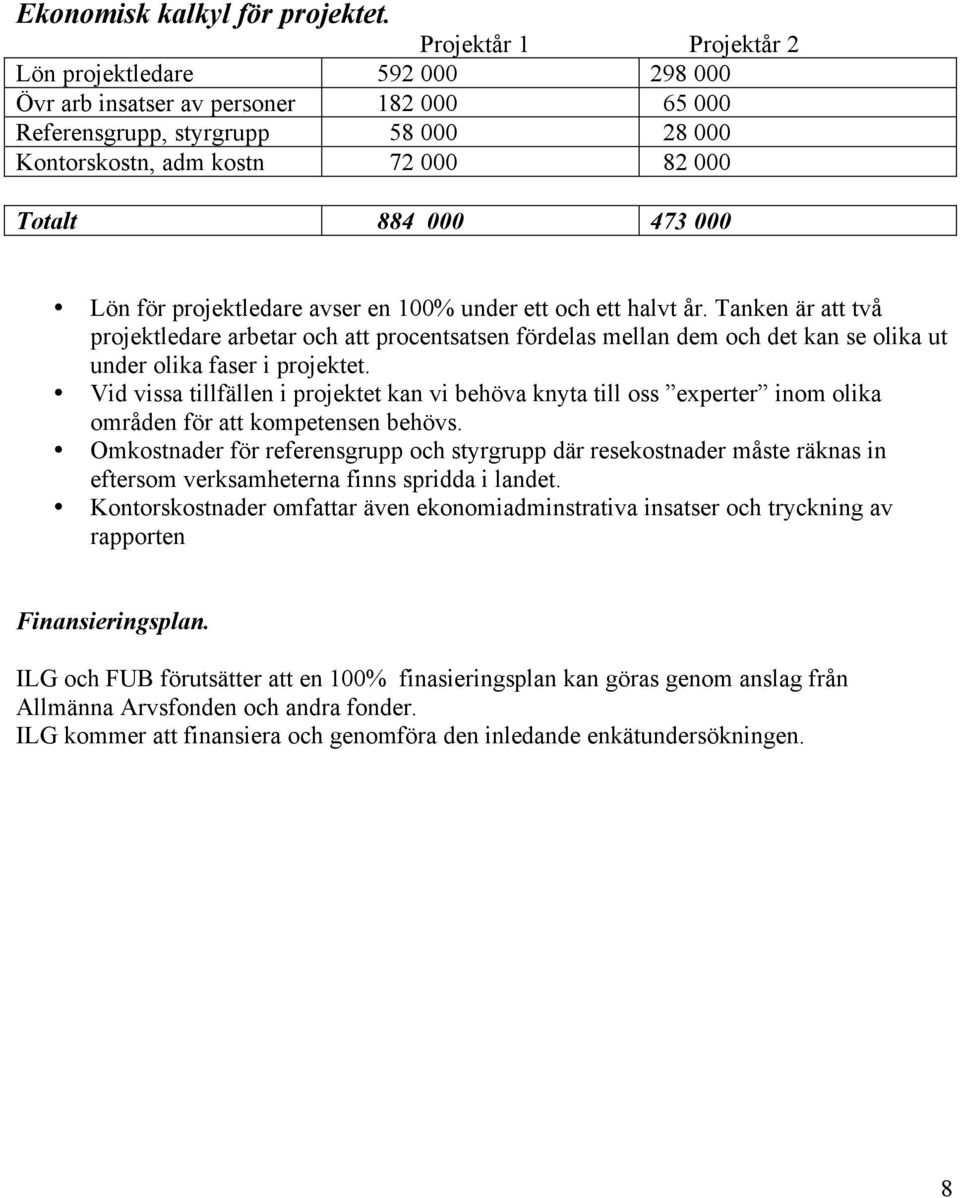 000 Lön för projektledare avser en 100% under ett och ett halvt år.