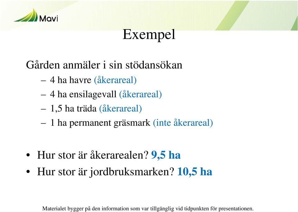 (åkerareal) 1 ha permanent gräsmark (inte åkerareal) Hur