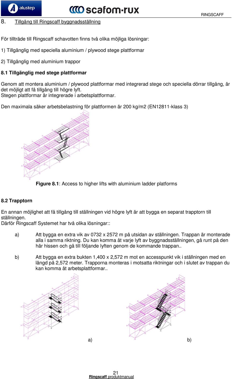 1 Tillgänglig med stege plattformar Genom att montera aluminium / plywood plattformar med integrerad stege och speciella dörrar tillgång, är det möjligt att få tillgång till högre lyft.