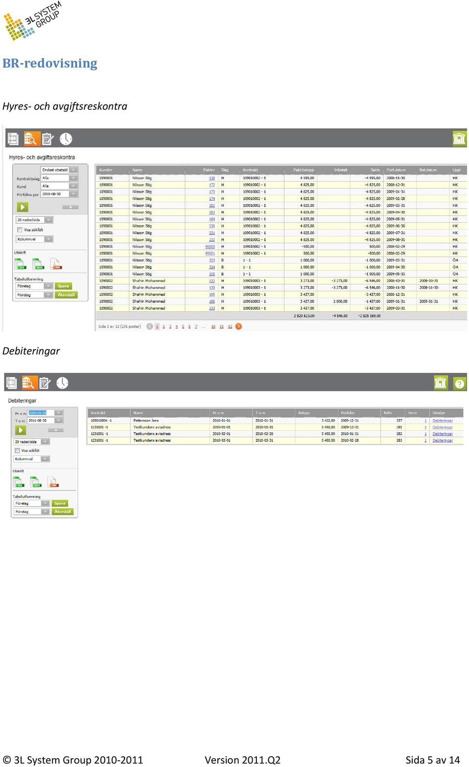 Debiteringar 3L System