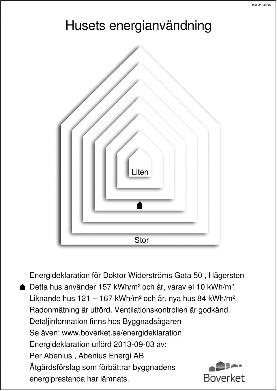 Ventilationskontrollen är godkänd. Detaljinformation finns hos Byggnadsägaren Se även: www.boverket.