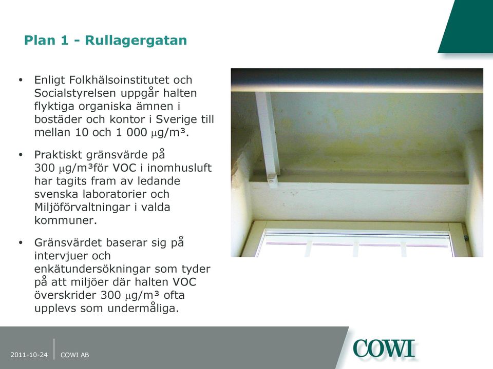 Praktiskt gränsvärde på 300 g/m³för VOC i inomhusluft har tagits fram av ledande svenska laboratorier och