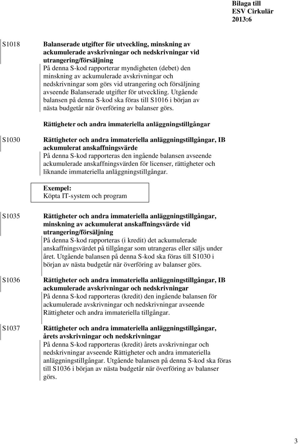 Utgående balansen på denna S-kod ska föras till S1016 i början av nästa budgetår när överföring av balanser görs.