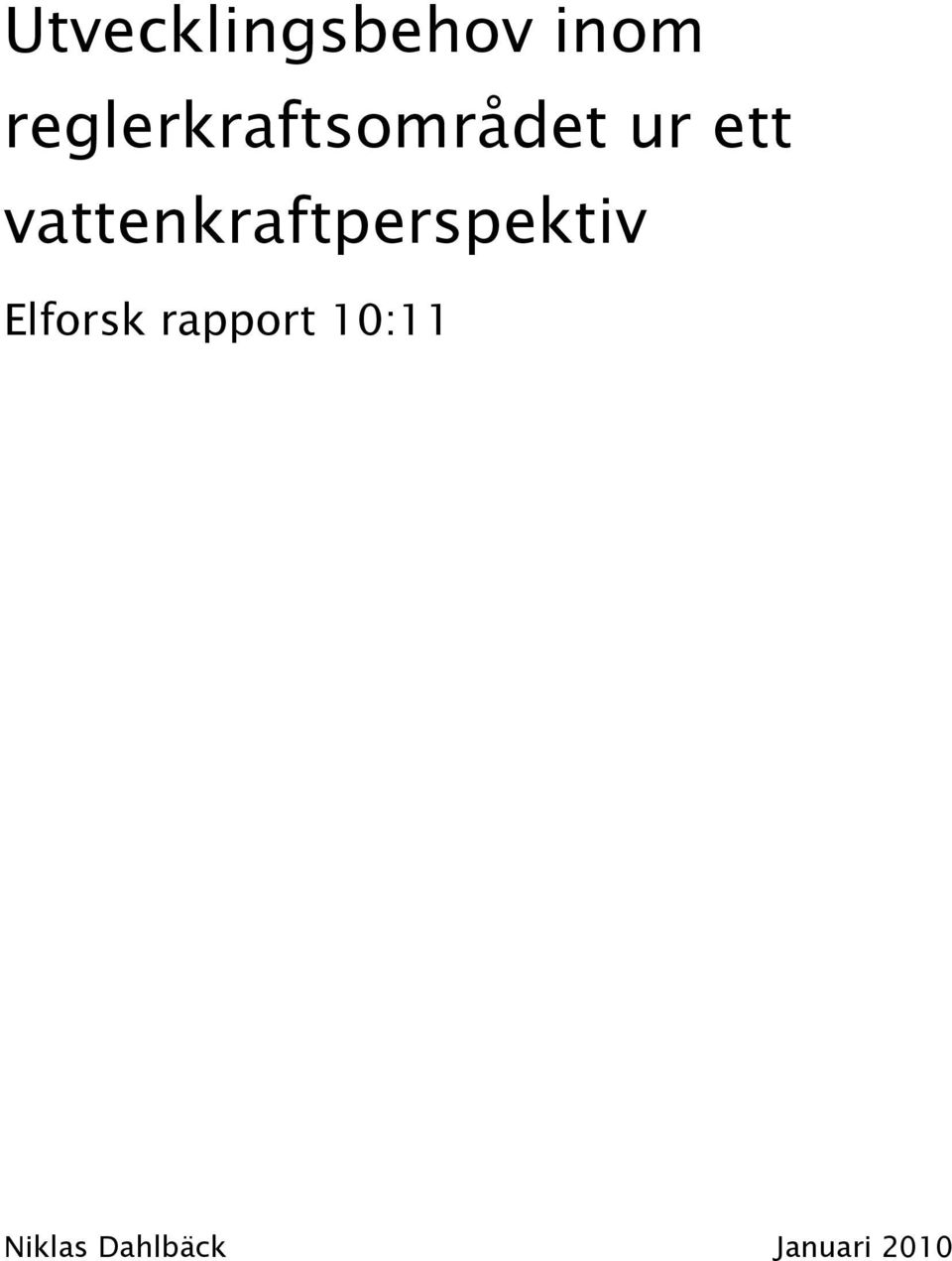 vattenkraftperspektiv Elforsk