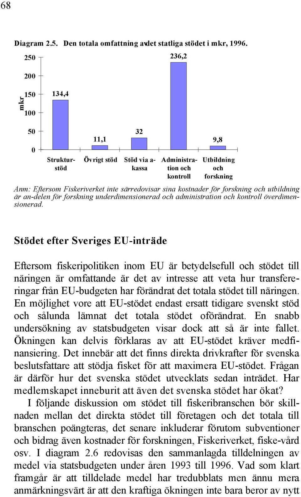 kostnader för forskning och utbildning är an-delen för forskning underdimensionerad och administration och kontroll överdimensionerad.