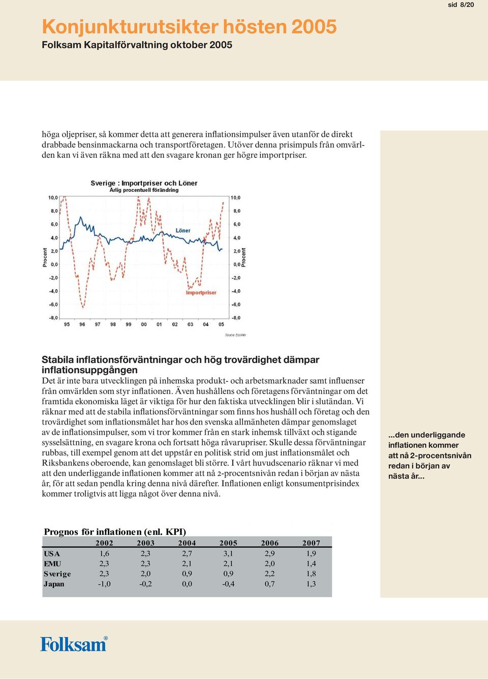 Stabila inflationsförväntningar och hög trovärdighet dämpar inflationsuppgången Det är inte bara utvecklingen på inhemska produkt- och arbetsmarknader samt influenser från omvärlden som styr