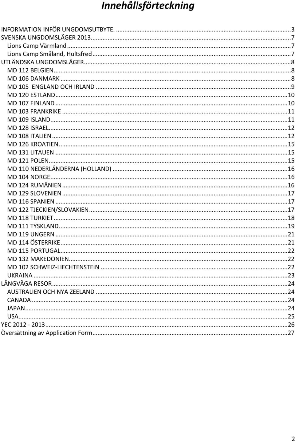 .. 15 MD 131 LITAUEN... 15 MD 121 POLEN... 15 MD 110 NEDERLÄNDERNA (HOLLAND)... 16 MD 104 NORGE... 16 MD 124 RUMÄNIEN... 16 MD 129 SLOVENIEN... 17 MD 116 SPANIEN... 17 MD 122 TJECKIEN/SLOVAKIEN.