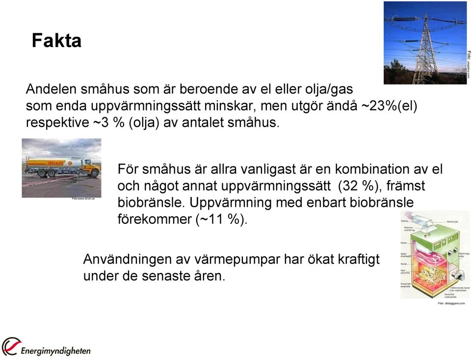 se För småhus är allra vanligast är en kombination av el och något annat uppvärmningssätt (32 %), främst