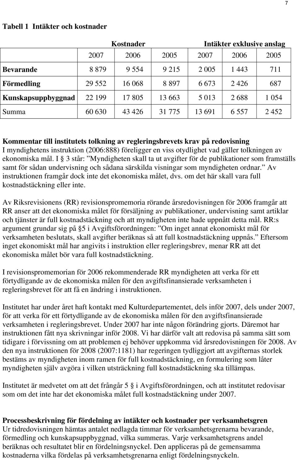 instruktion (2006:888) föreligger en viss otydlighet vad gäller tolkningen av ekonomiska mål.