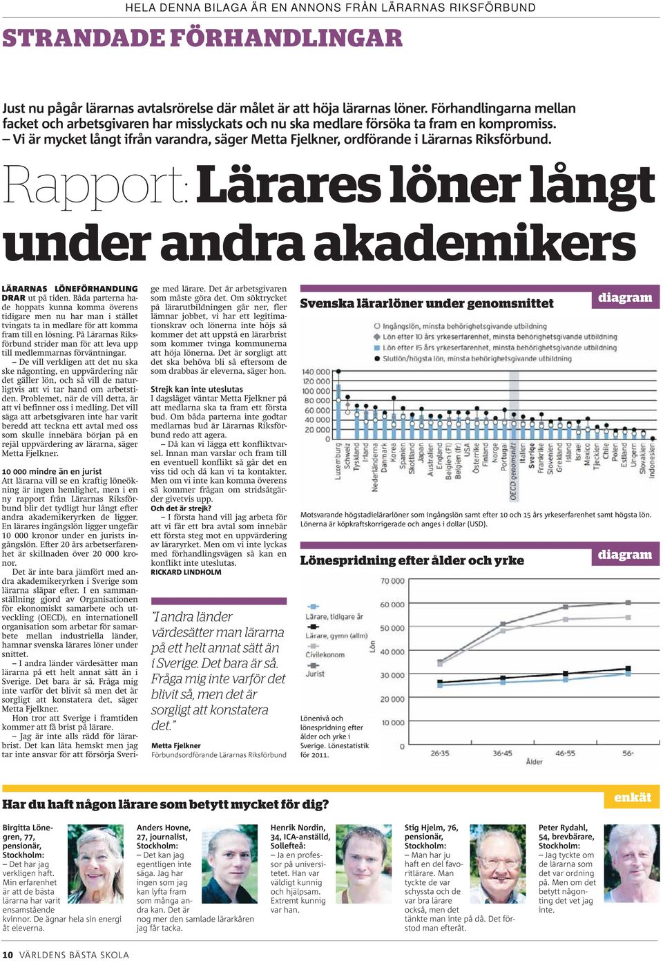 Vi är mycket långt ifrån varandra, säger Metta Fjelkner, ordförande i Lärarnas Riksförbund. Rapport: Lärares löner långt under andra akademikers LÄRARNAS LÖNEFÖRHANDLING DRAR ut på tiden.