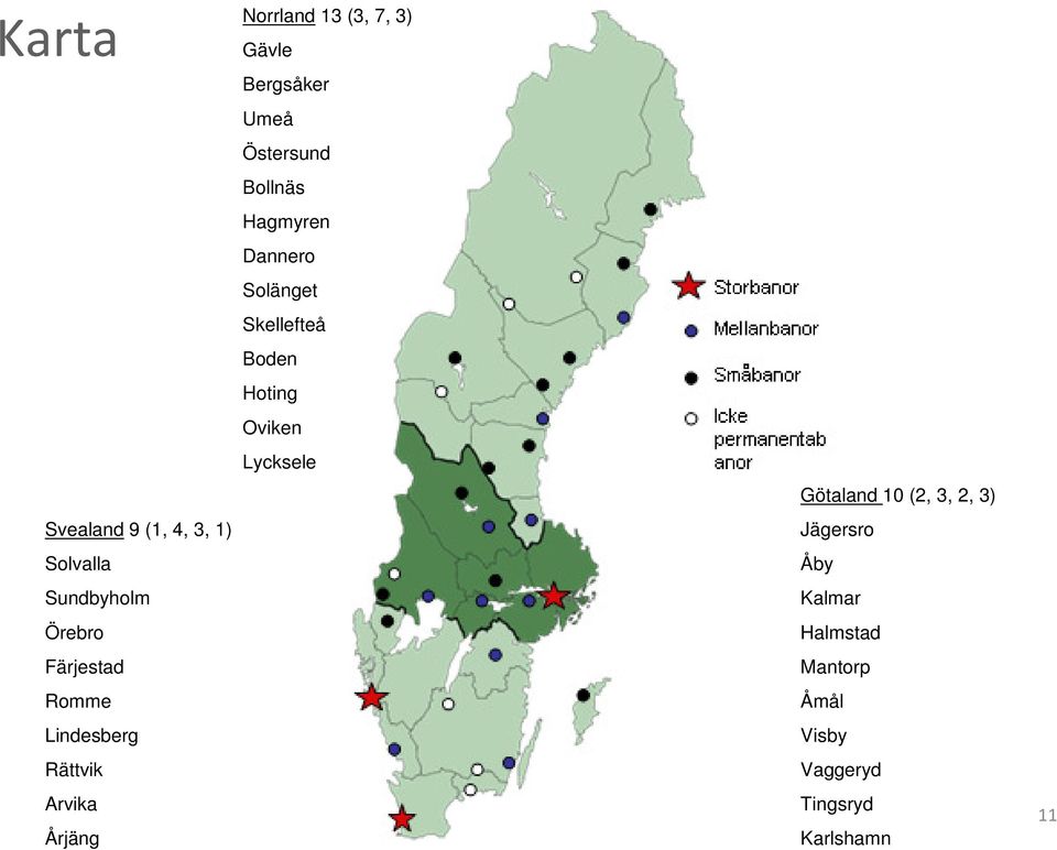 Hagmyren Dannero Solänget Skellefteå Boden Hoting Oviken Lycksele Götaland 10 (2, 3, 2,